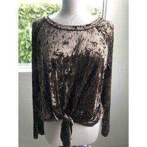 Peppermint USA Summer Waist Tie Crushed Velvet - Tan Size Small - Long Sleeve